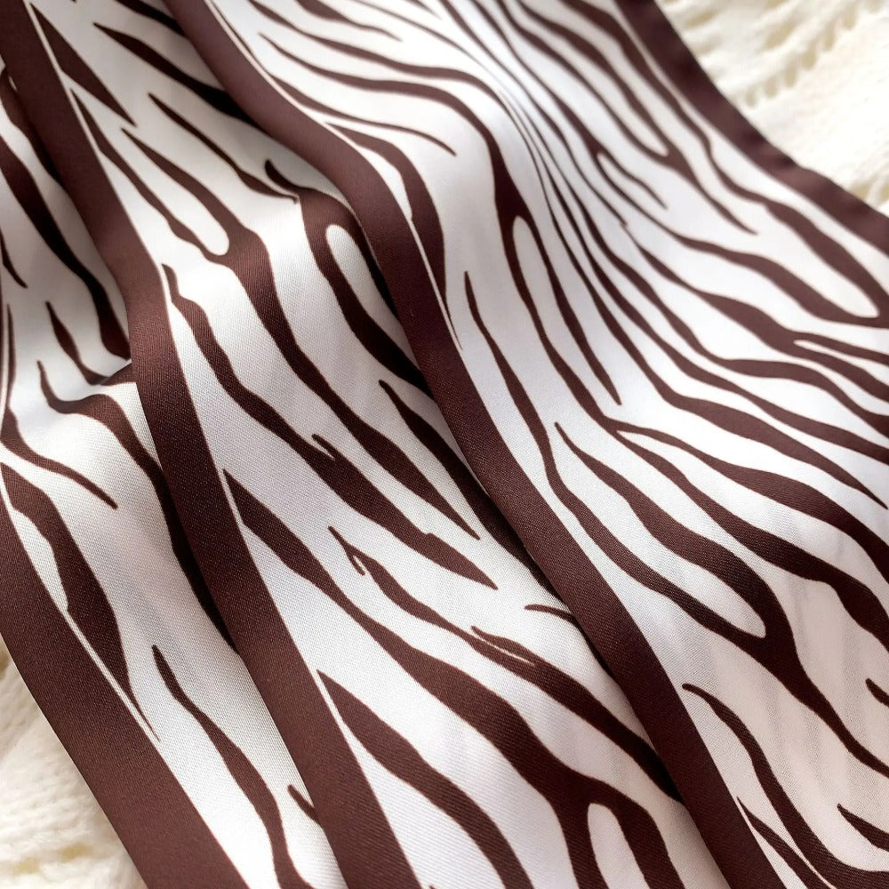 Zebra Print Silk-Feel Scarf