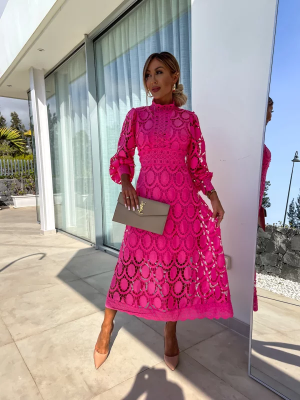 Round-Neck A-Line Midi Dress