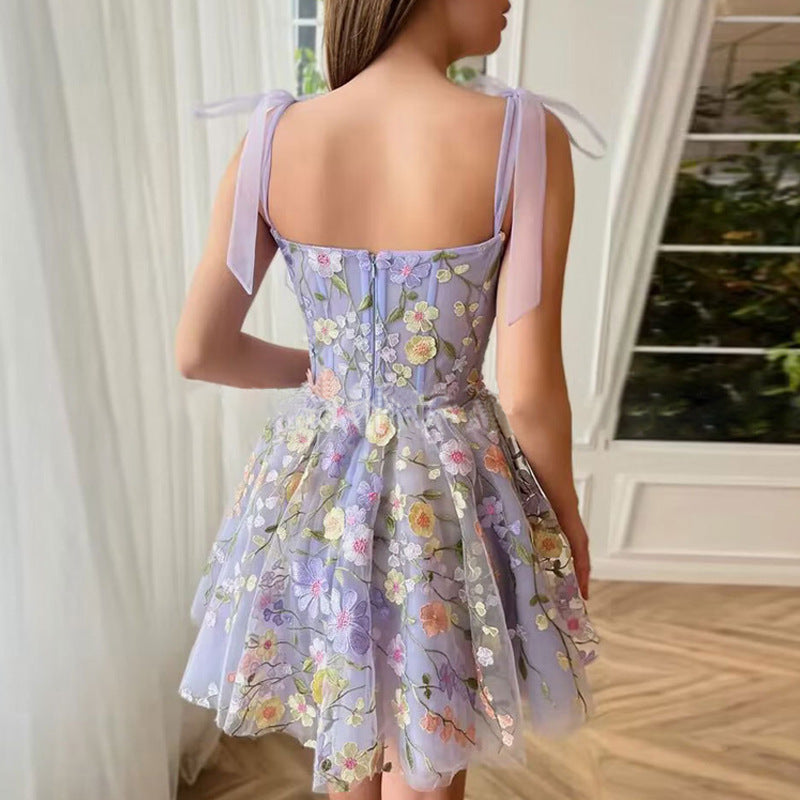 Embroidered Floral Corset Dress