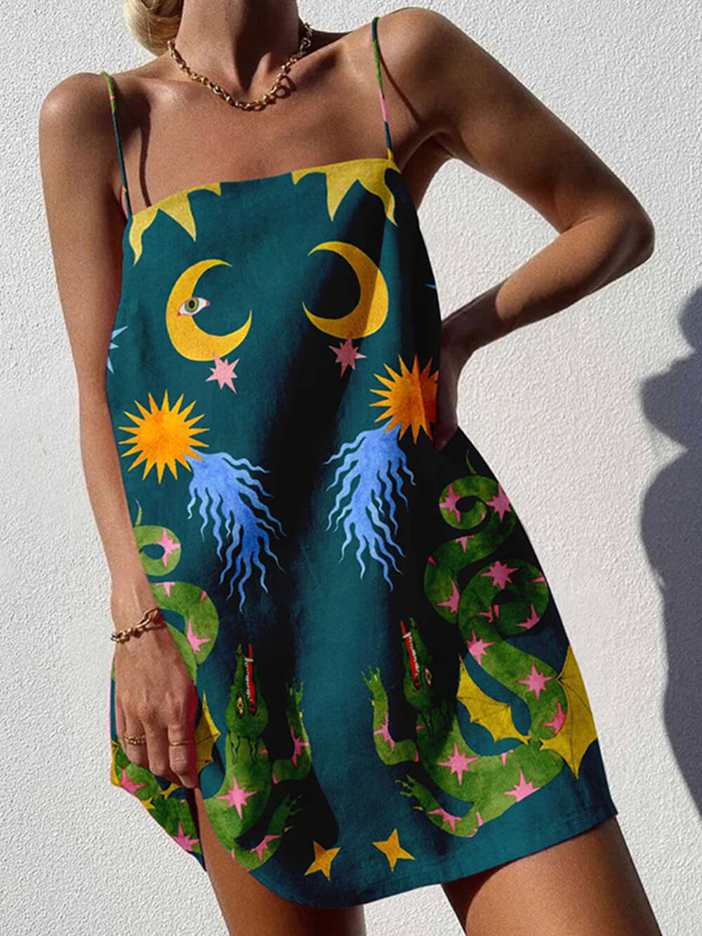 Abstract Print Chain Mini Dress