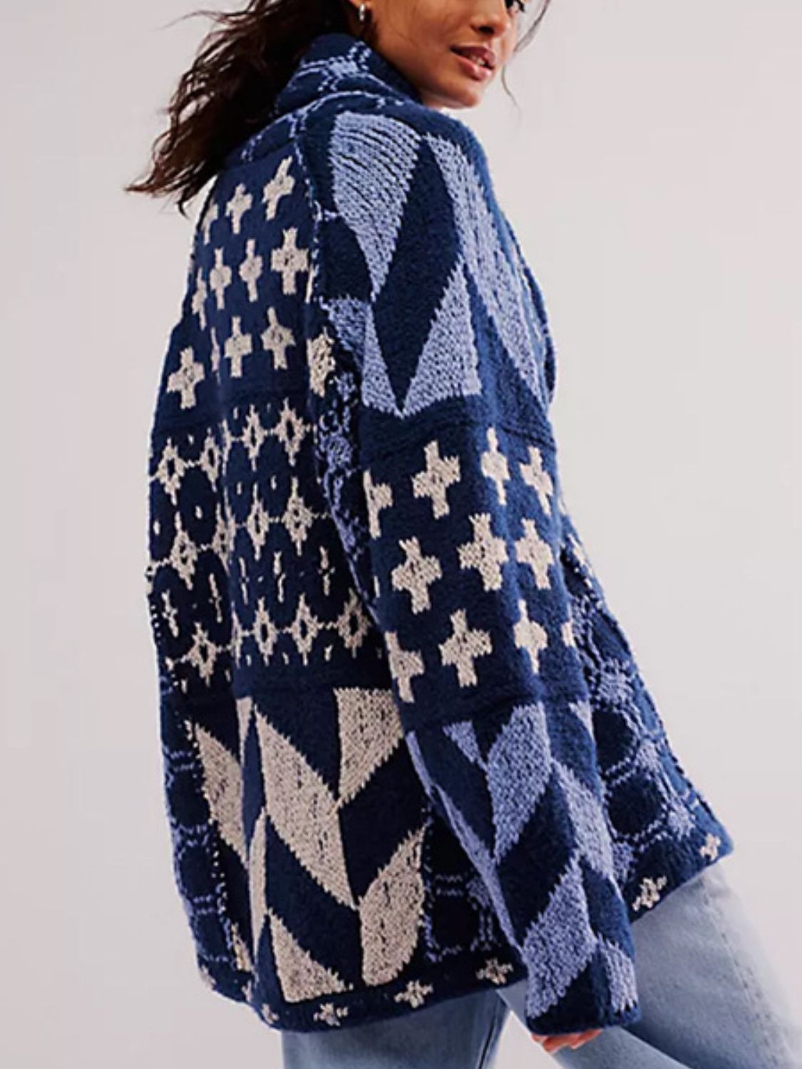 Oversized Jacquard Knit Cardigan