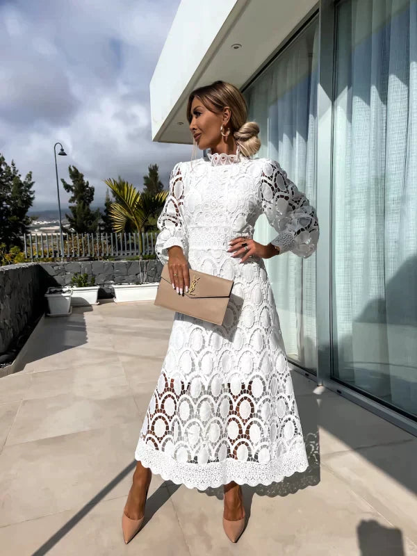 Round-Neck A-Line Midi Dress