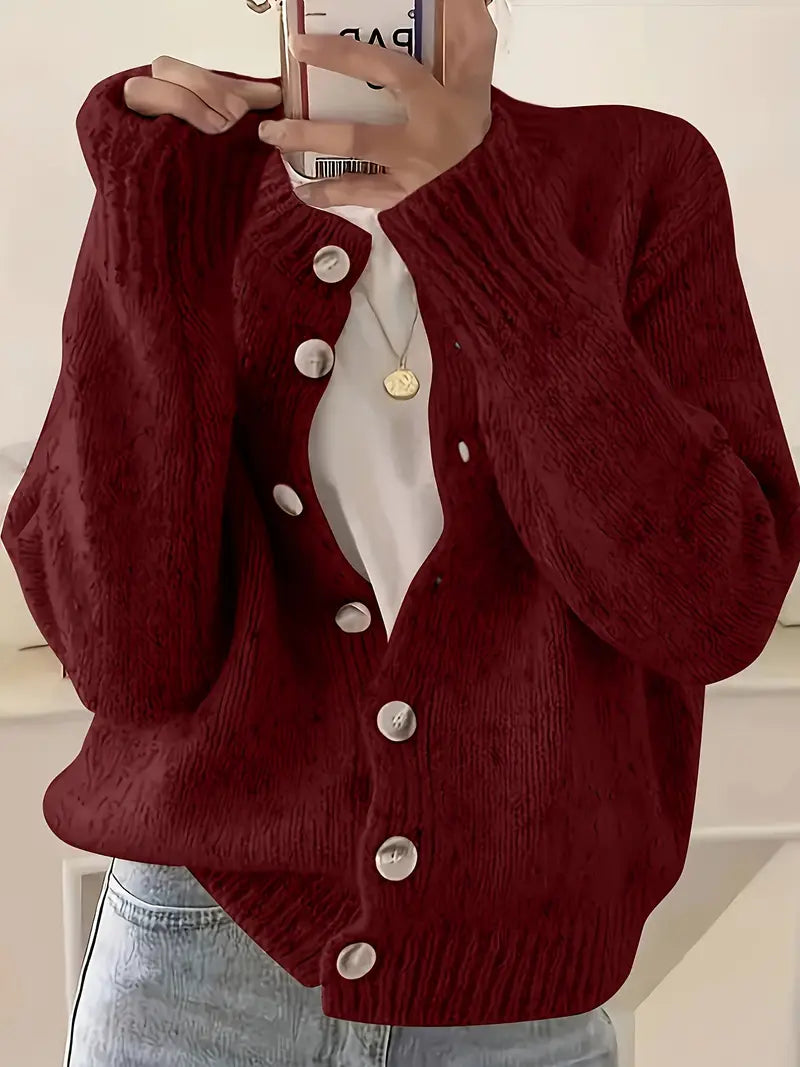 Gold Button Chunky Knit Cardigan