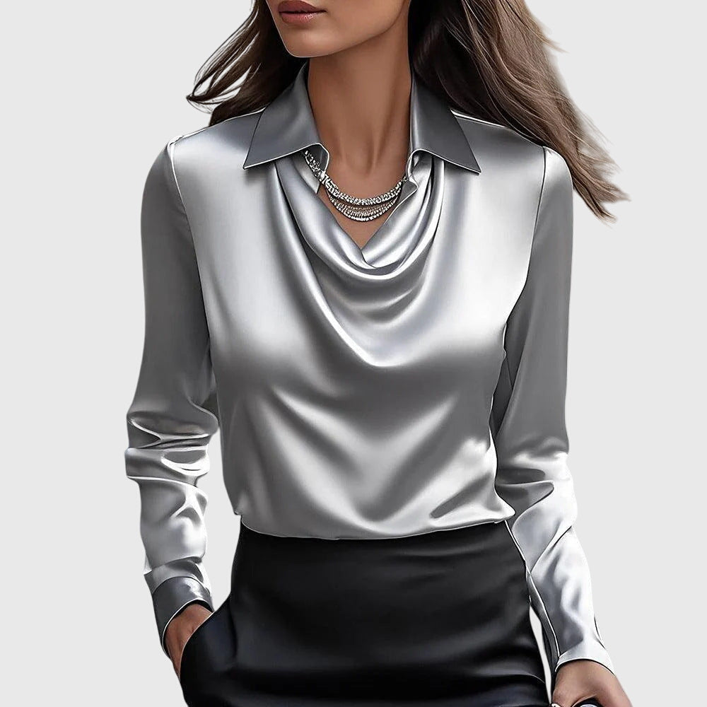 Cowl Neck Satin Blouse