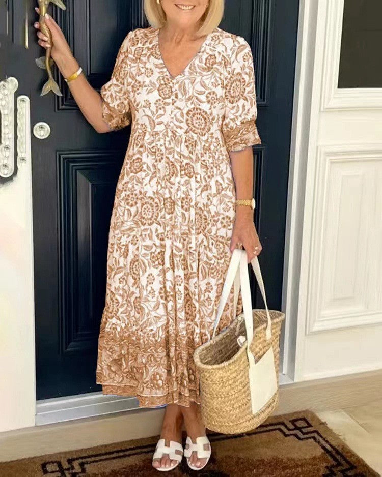 Floral V-Neck Midi Dress