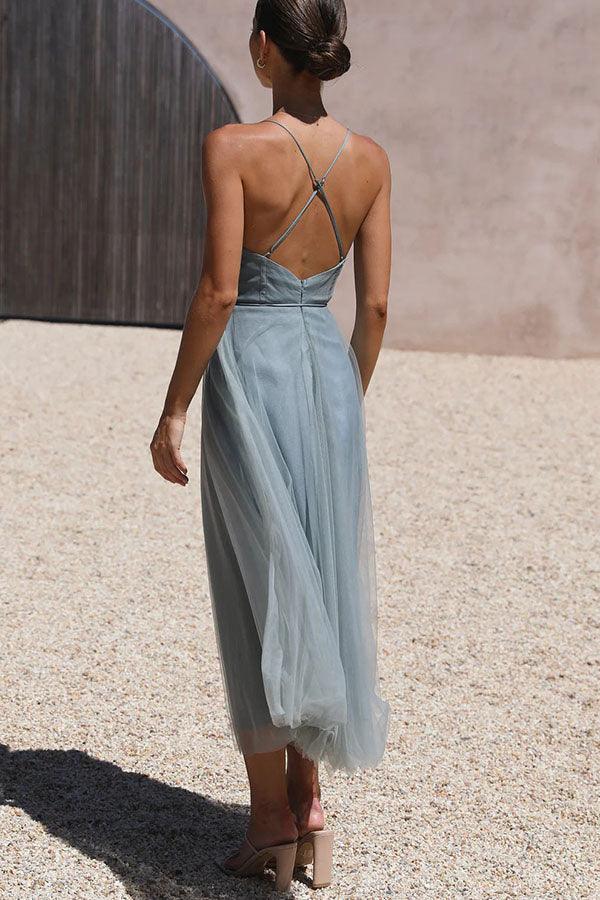 Corset Sweetheart Tulle Midi Dress