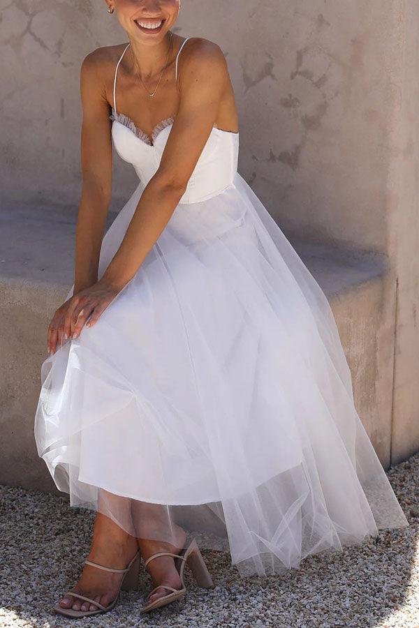 Corset Sweetheart Tulle Midi Dress