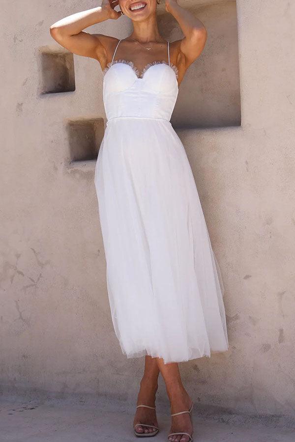 Corset Sweetheart Tulle Midi Dress