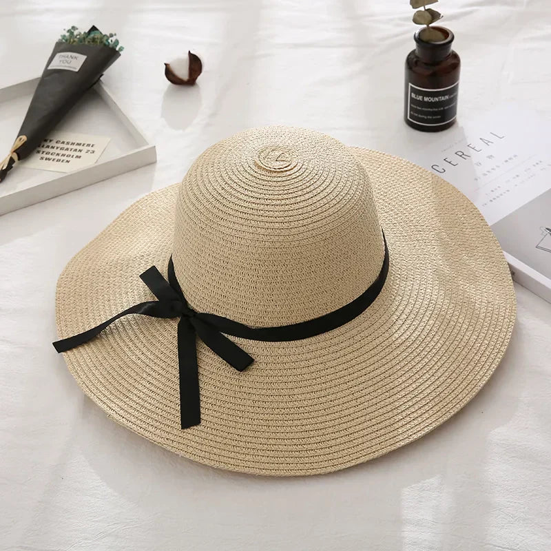Bow Trim Wide-Brim Sun Hat