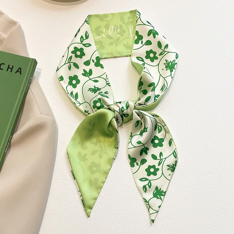 Sage Print Skinny Scarf