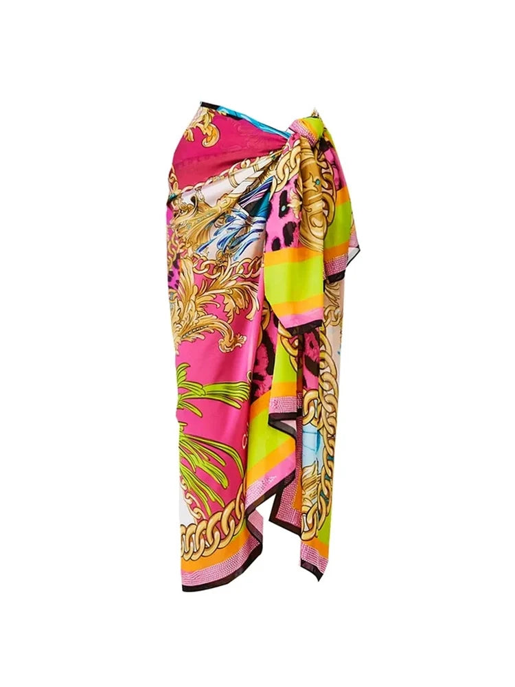 Colorblock Cartoon Print One-Piece Swimsuit