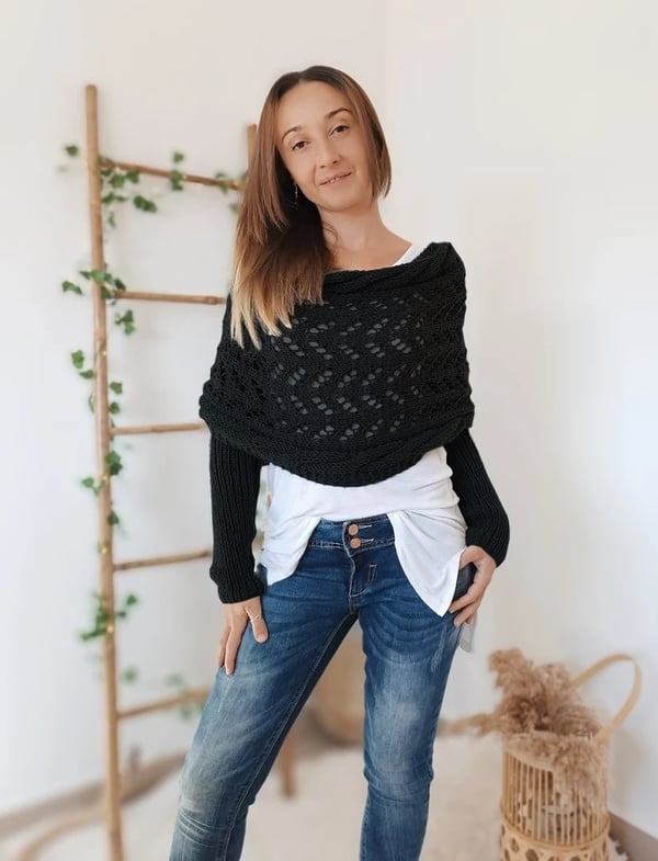 Zenina | Double sleeves shawl scarf
