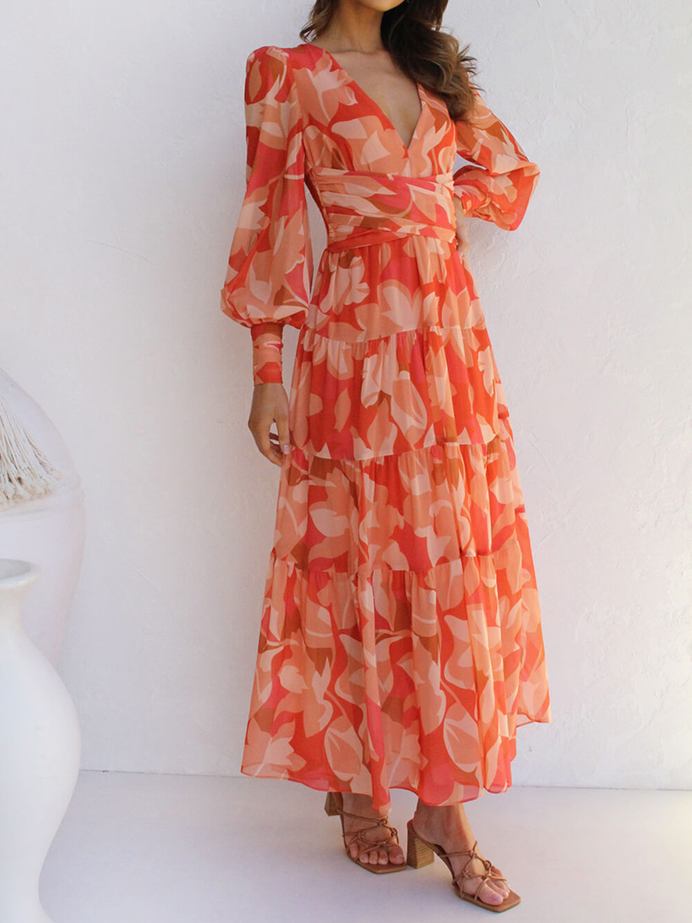 V-Neck Swing Midi Dress