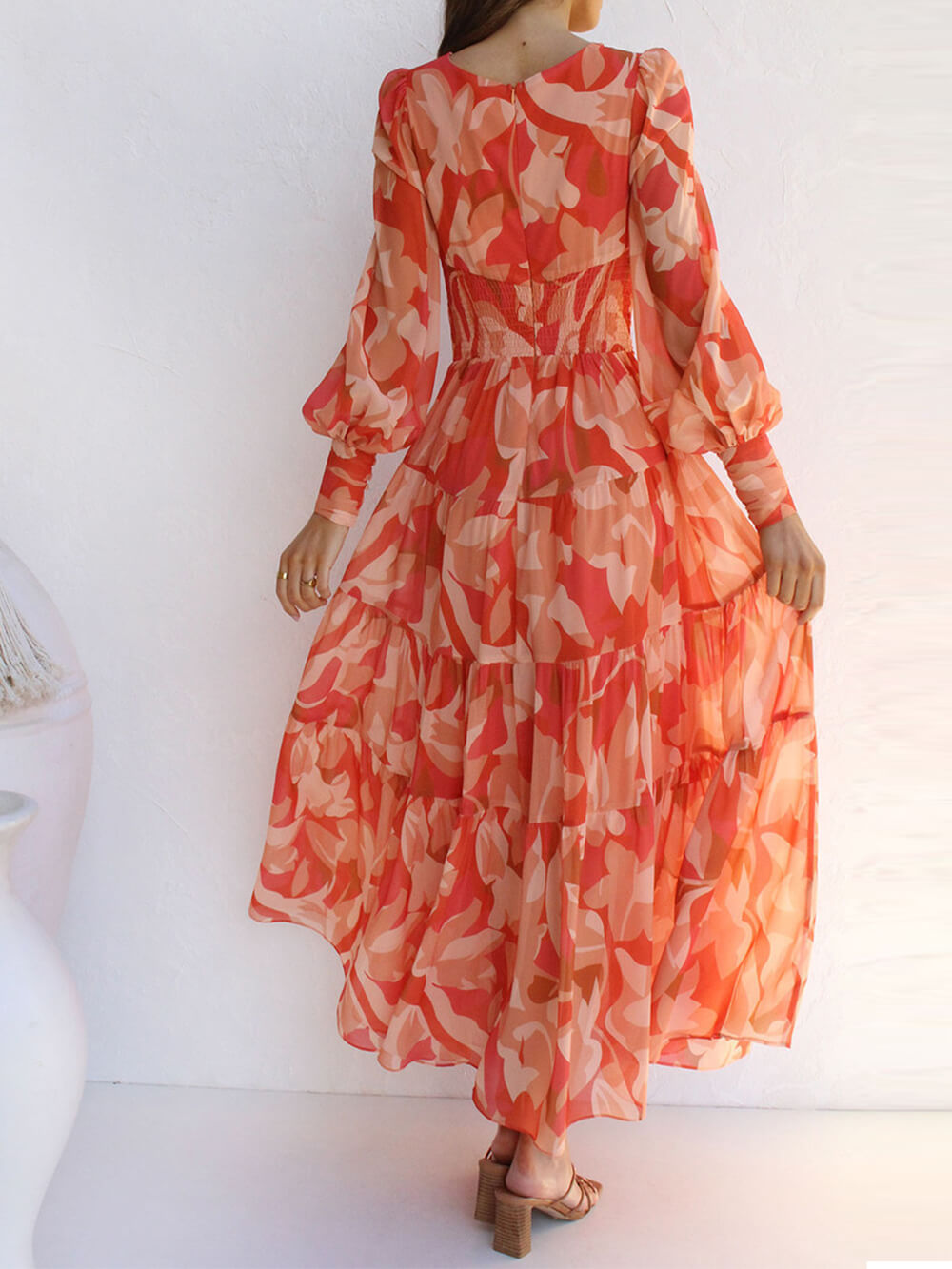 V-Neck Swing Midi Dress