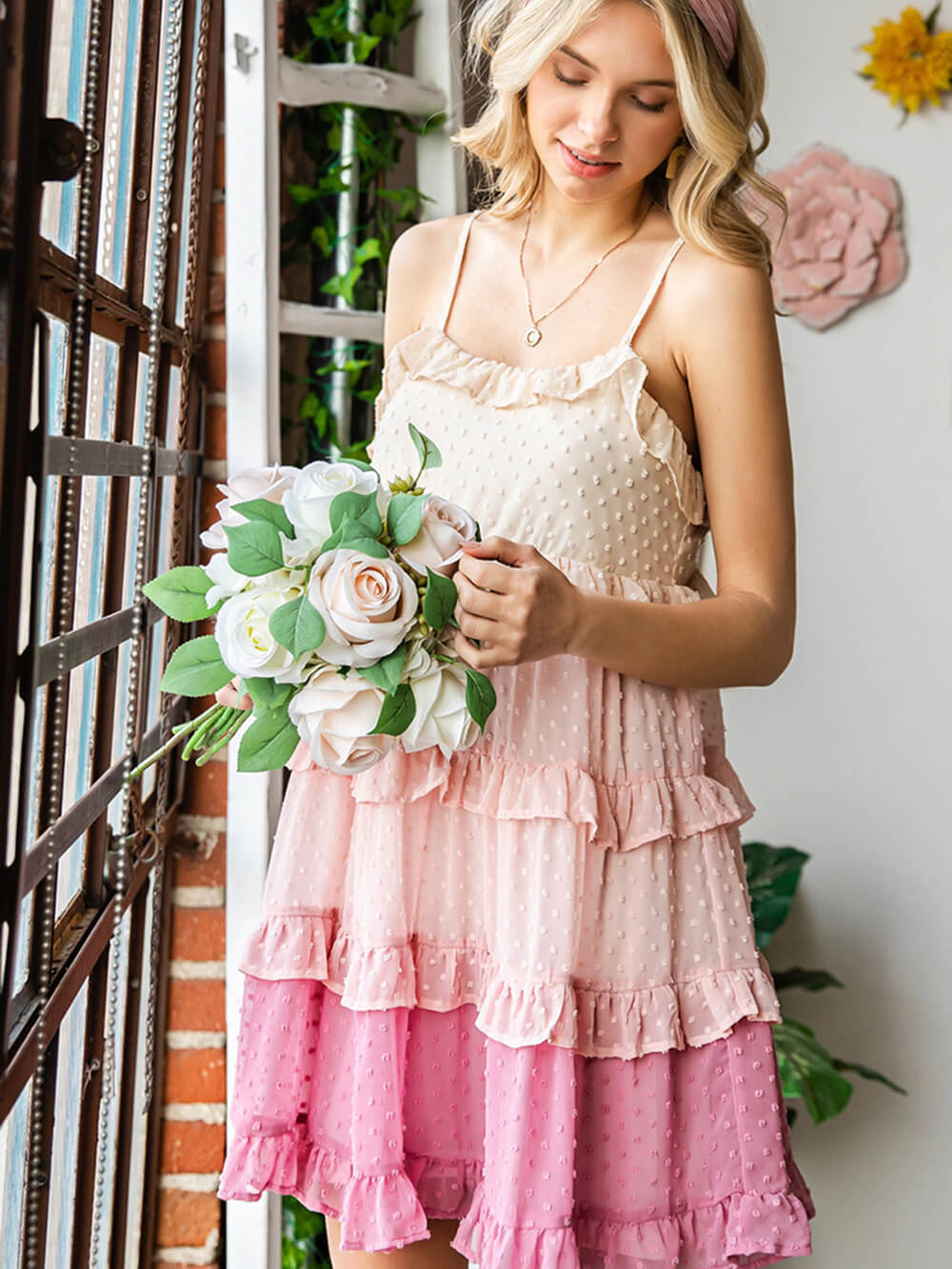 Swiss Dot Ruffled Tiered Mini Dress