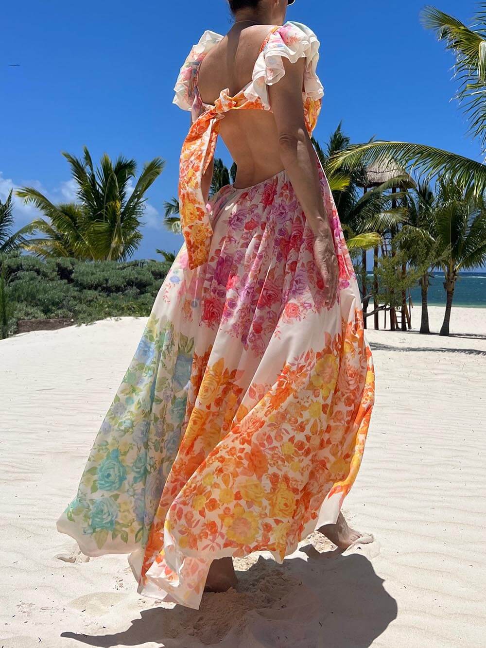 Floral Tie-Up Back Maxi Dress