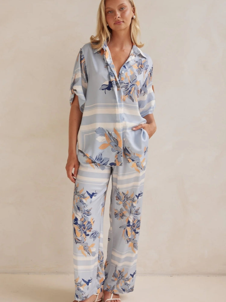 Casual Printed Cardigan Home Set