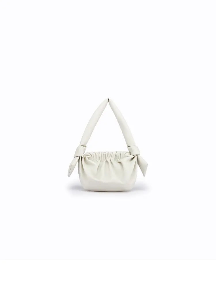 Leather Cloud Bag with Bow Detail