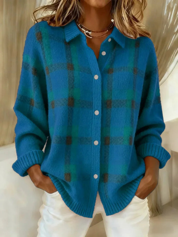 Plaid Knit Cardigan