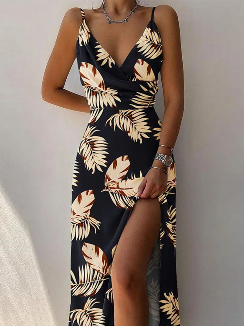 Printed Leg-Slit Jogger Dress