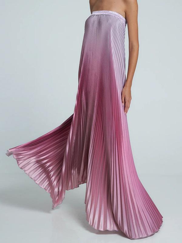 Strapless Gradient Pleated Dress
