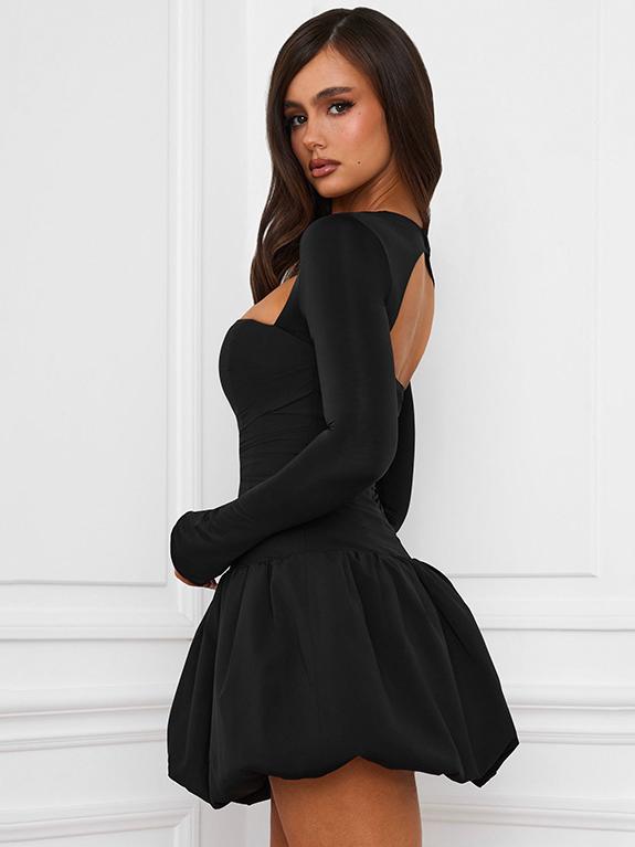 Puff Sleeve Square Neck Mini Dress