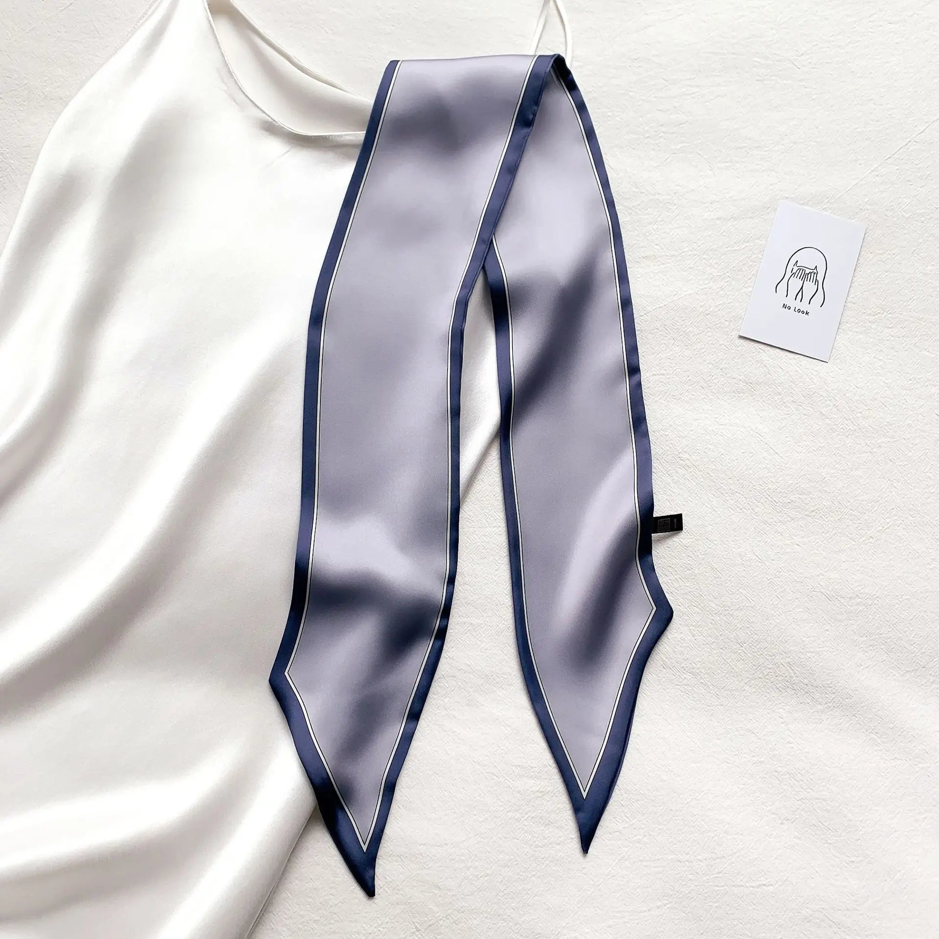 Contrast Border Silk-Feel Scarf