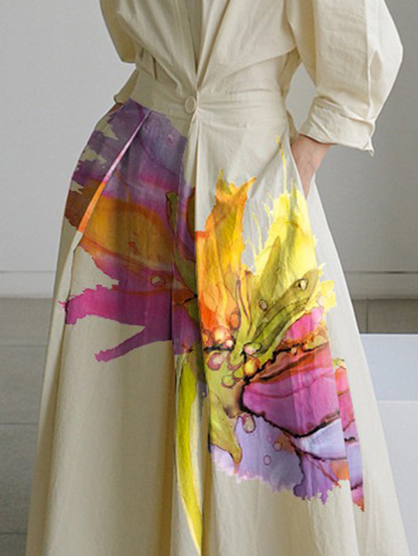 Floral Print Pleated Midi Dress