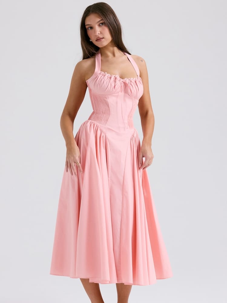 Halter Backless Midi Dress