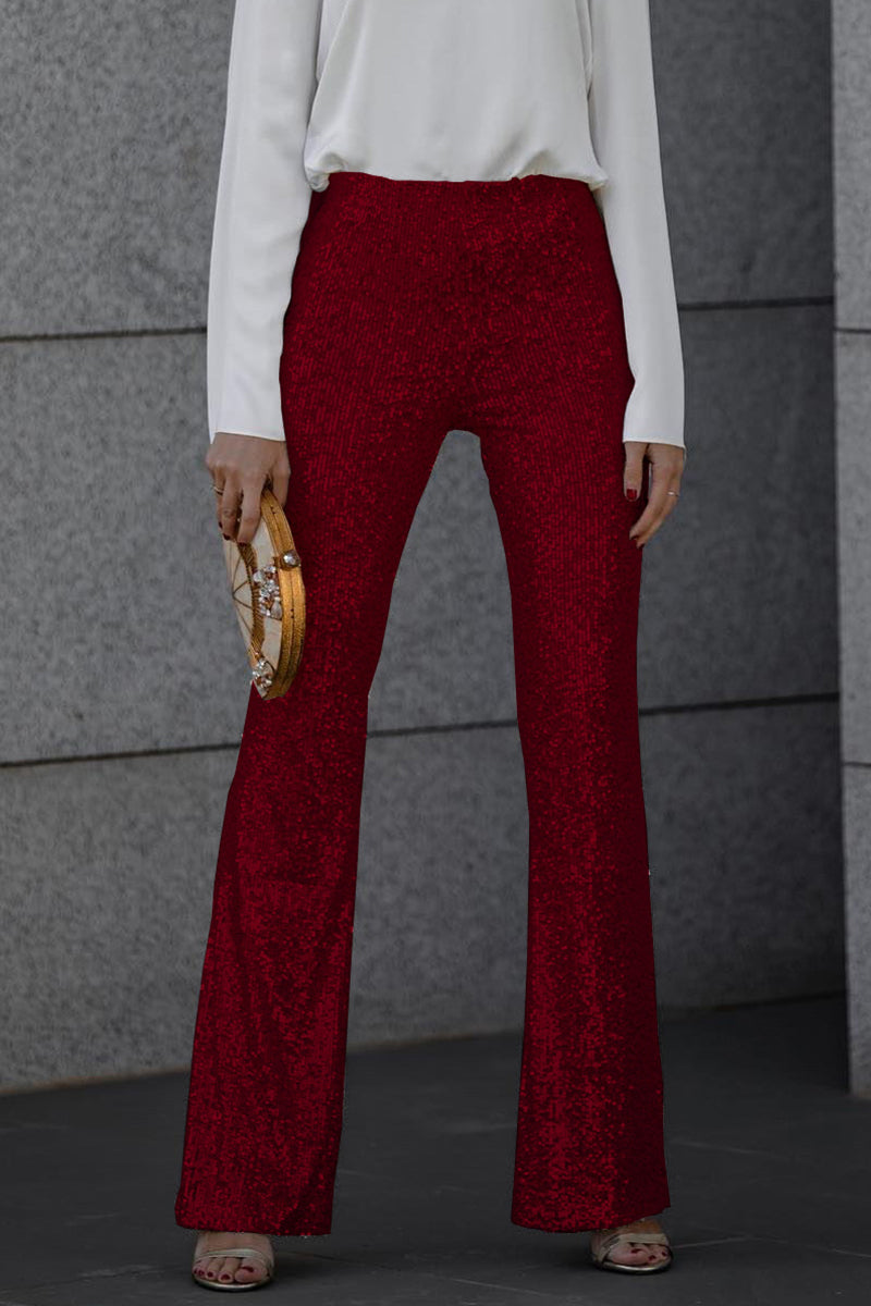 Sequin High Waist Flared Trousers