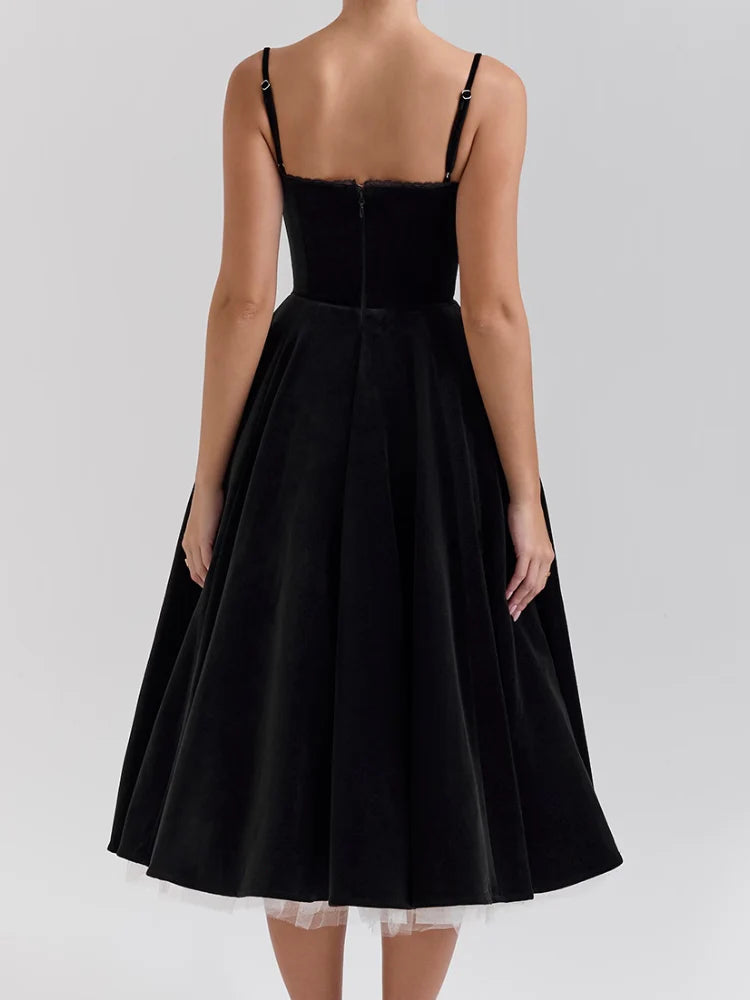 Velvet Tulle Midi Dress