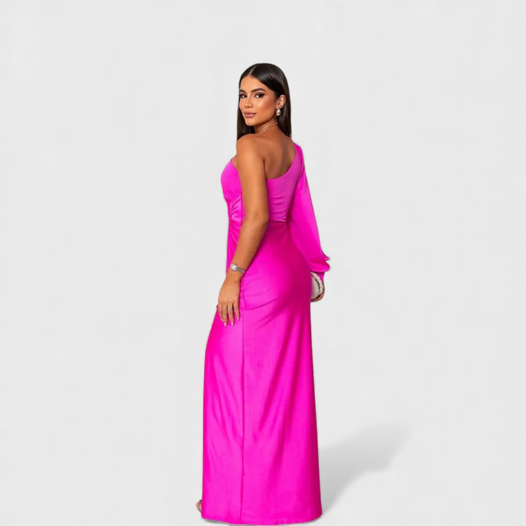 One-Shoulder Satin Maxi Dress