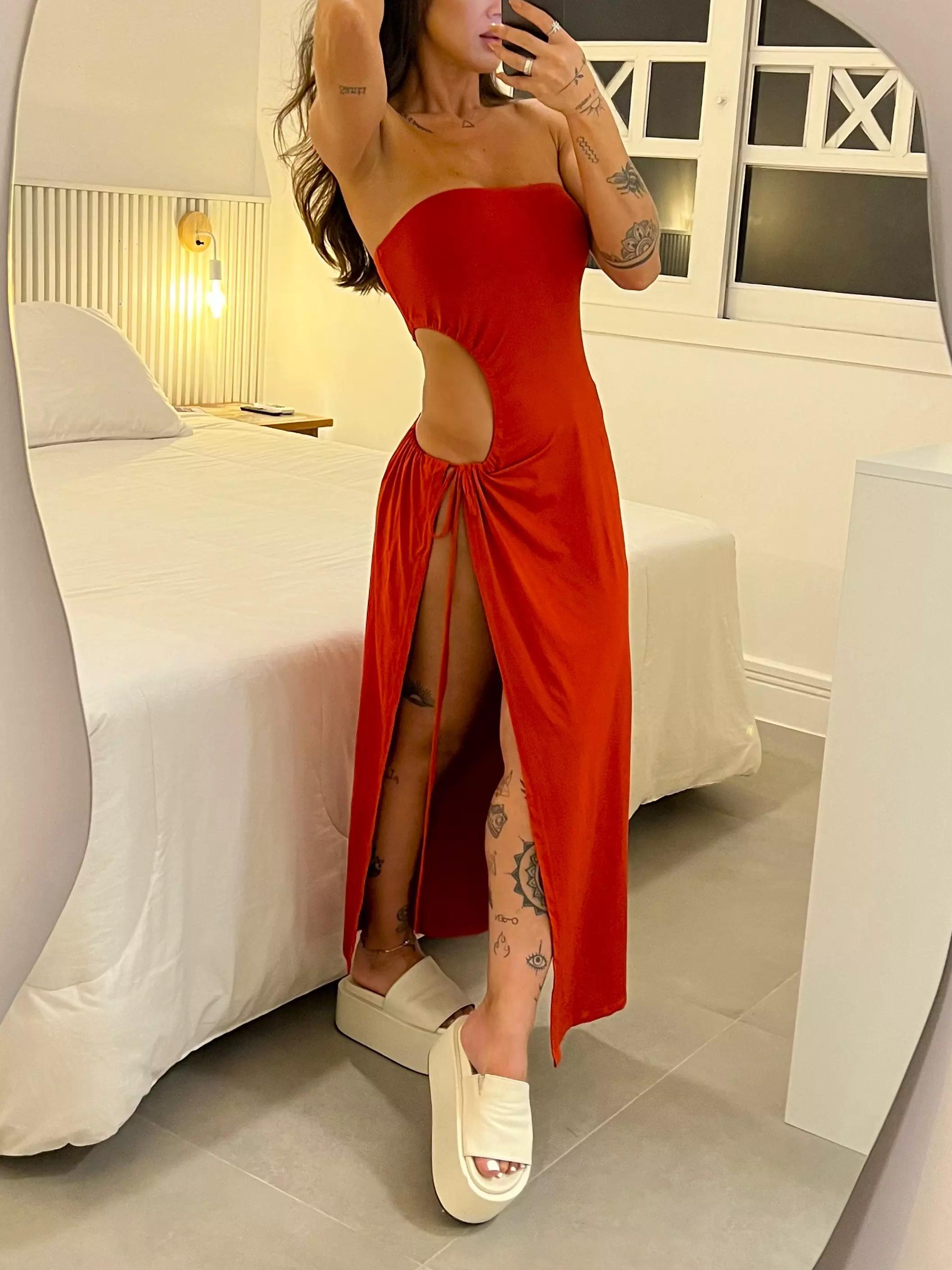 Bandeau Tie-Side Mini Dress
