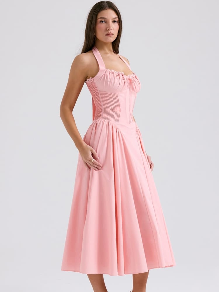 Halter Backless Midi Dress
