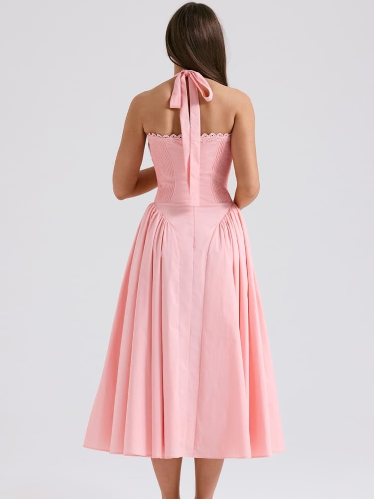 Halter Backless Midi Dress