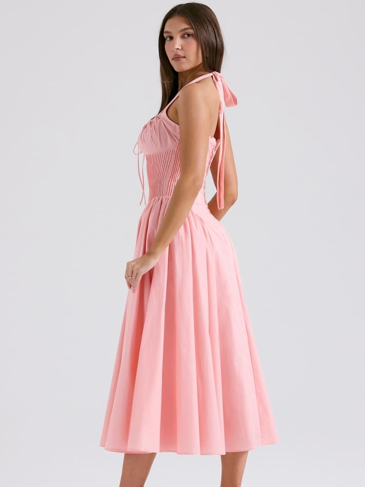 Halter Backless Midi Dress