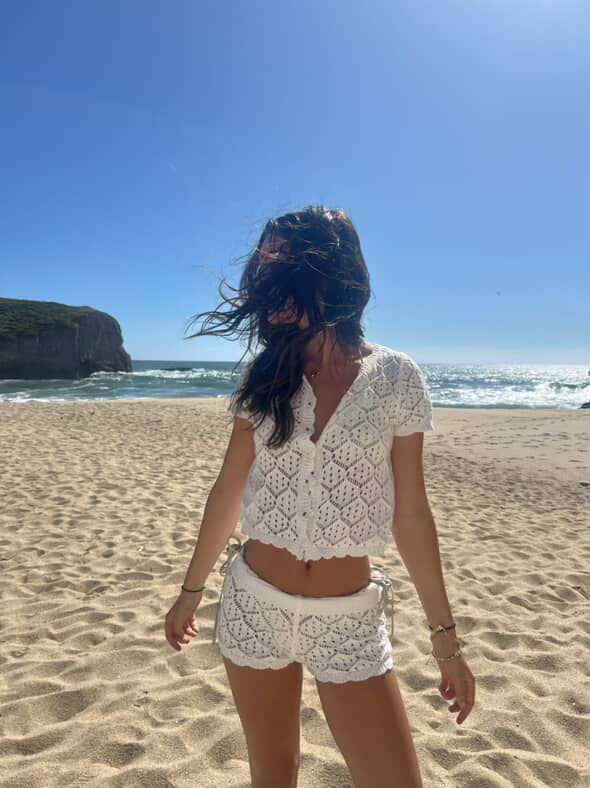 Crochet Button Top & Shorts Set