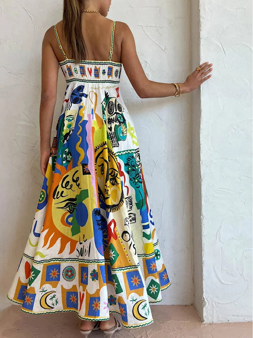 Geometric Print Slip Dress