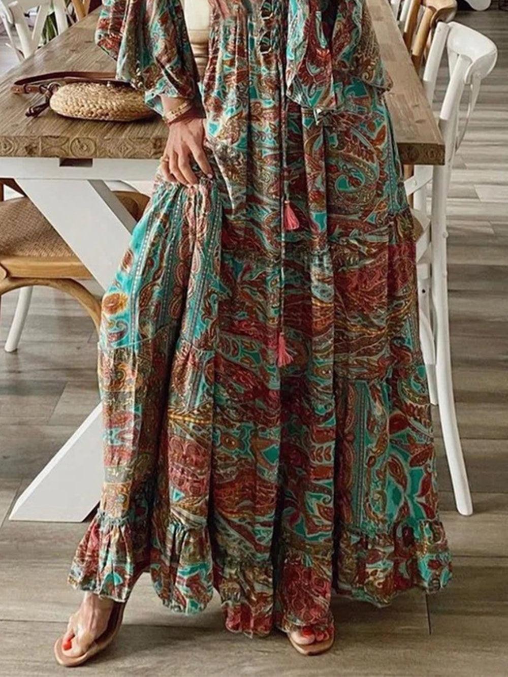 Bell Sleeve Boho Maxi Dress