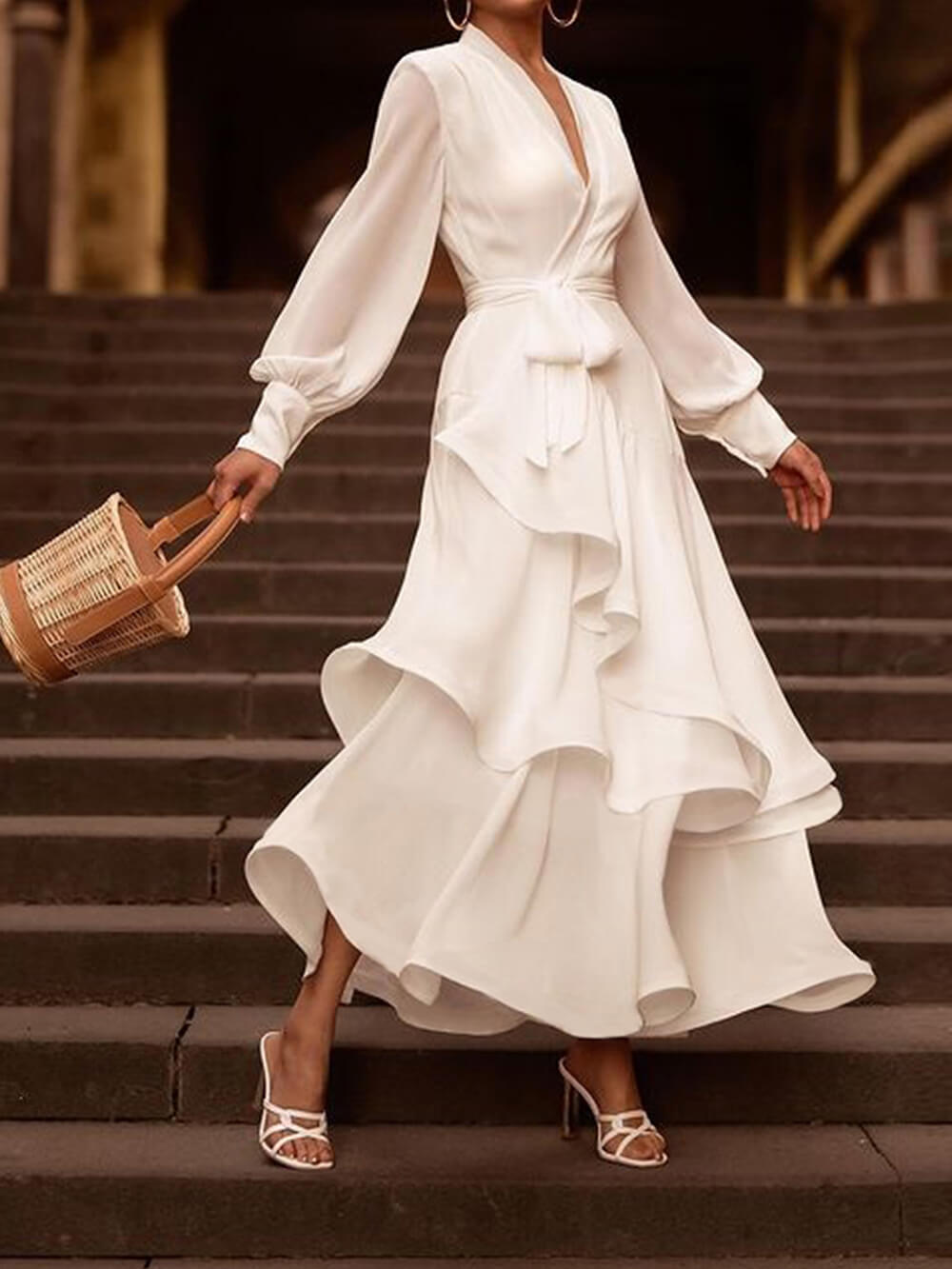 Pleated Strappy Maxi Dress