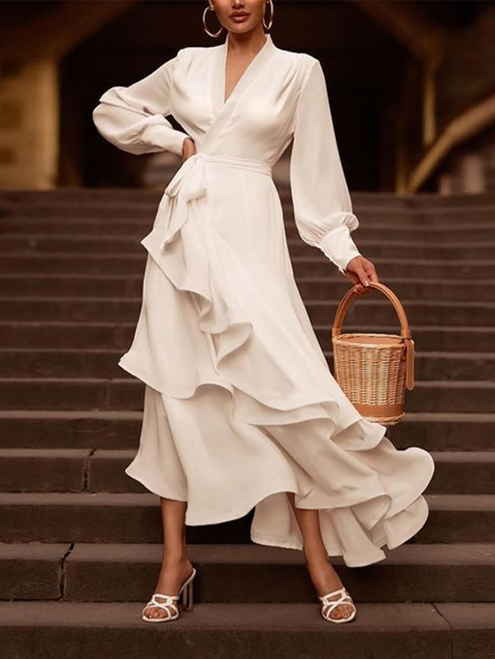 Pleated Strappy Maxi Dress