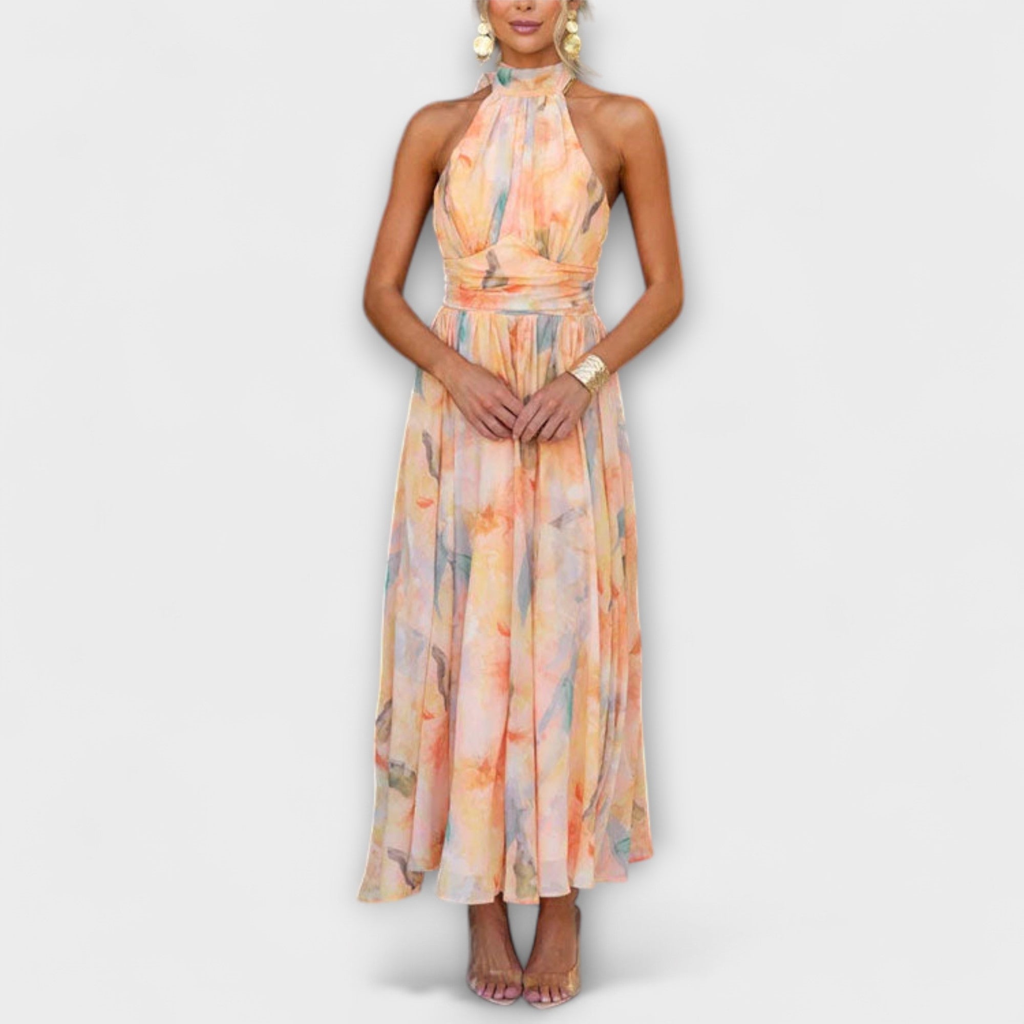 Halter Watercolour Maxi Dress