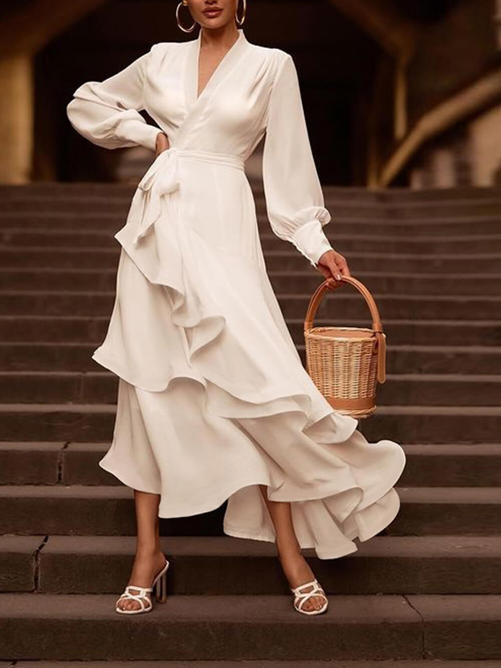 Pleated Strappy Maxi Dress