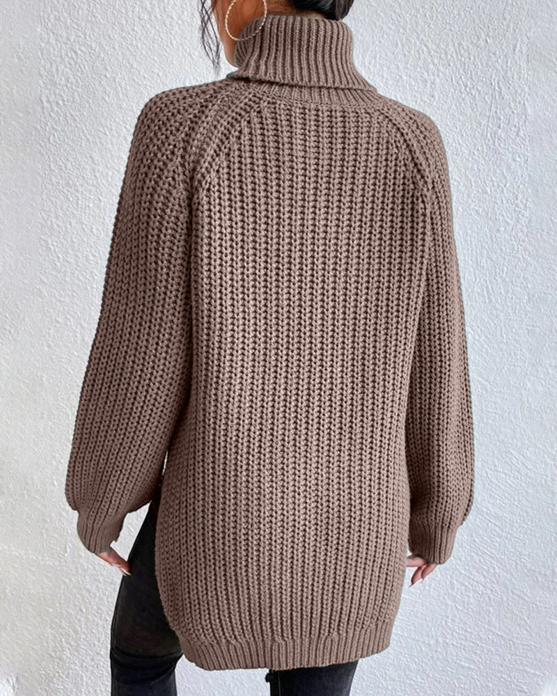Chunky Ribbed Turtleneck Sweater