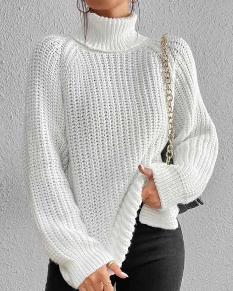 Chunky Ribbed Turtleneck Sweater