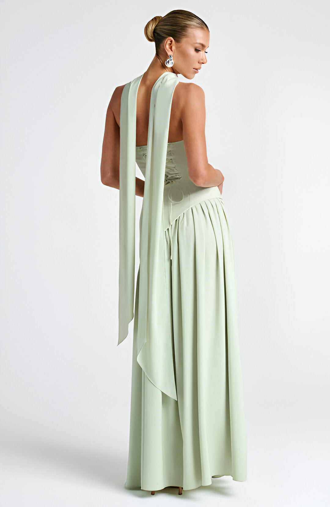 Strapless High Slit Scarf Maxi Dress