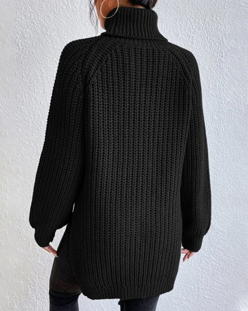 Chunky Ribbed Turtleneck Sweater