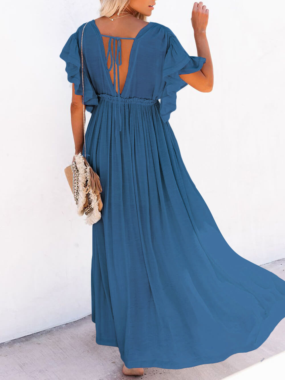 Button-Front Linen Beach Maxi Dress