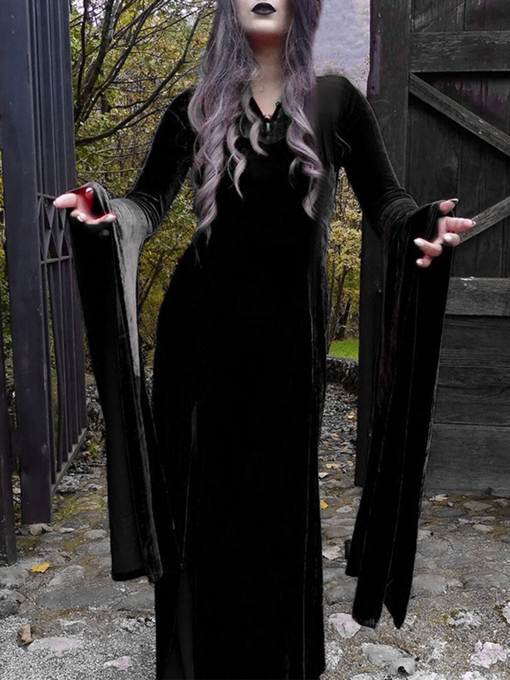 Sheer Lace Slit Maxi Dress