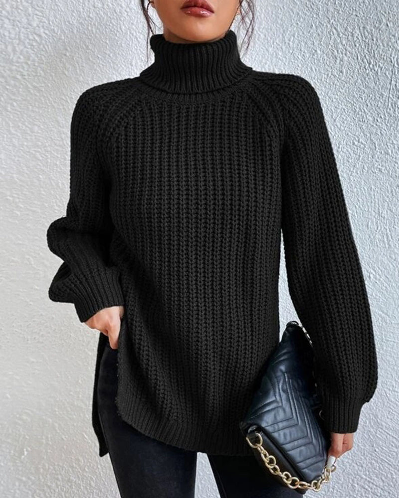 Chunky Ribbed Turtleneck Sweater